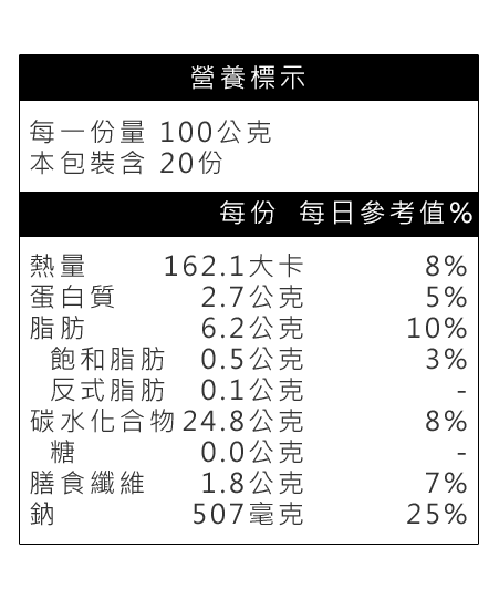 麥肯3/8金酥脆薯營養標示