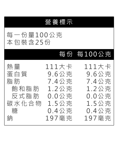 黑金蒜頭養生雞湯營養標示