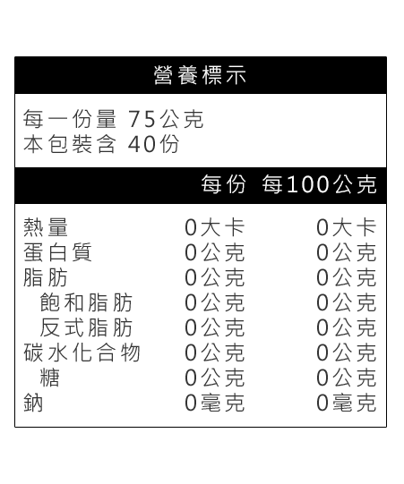 咖啡紅茶營養標示